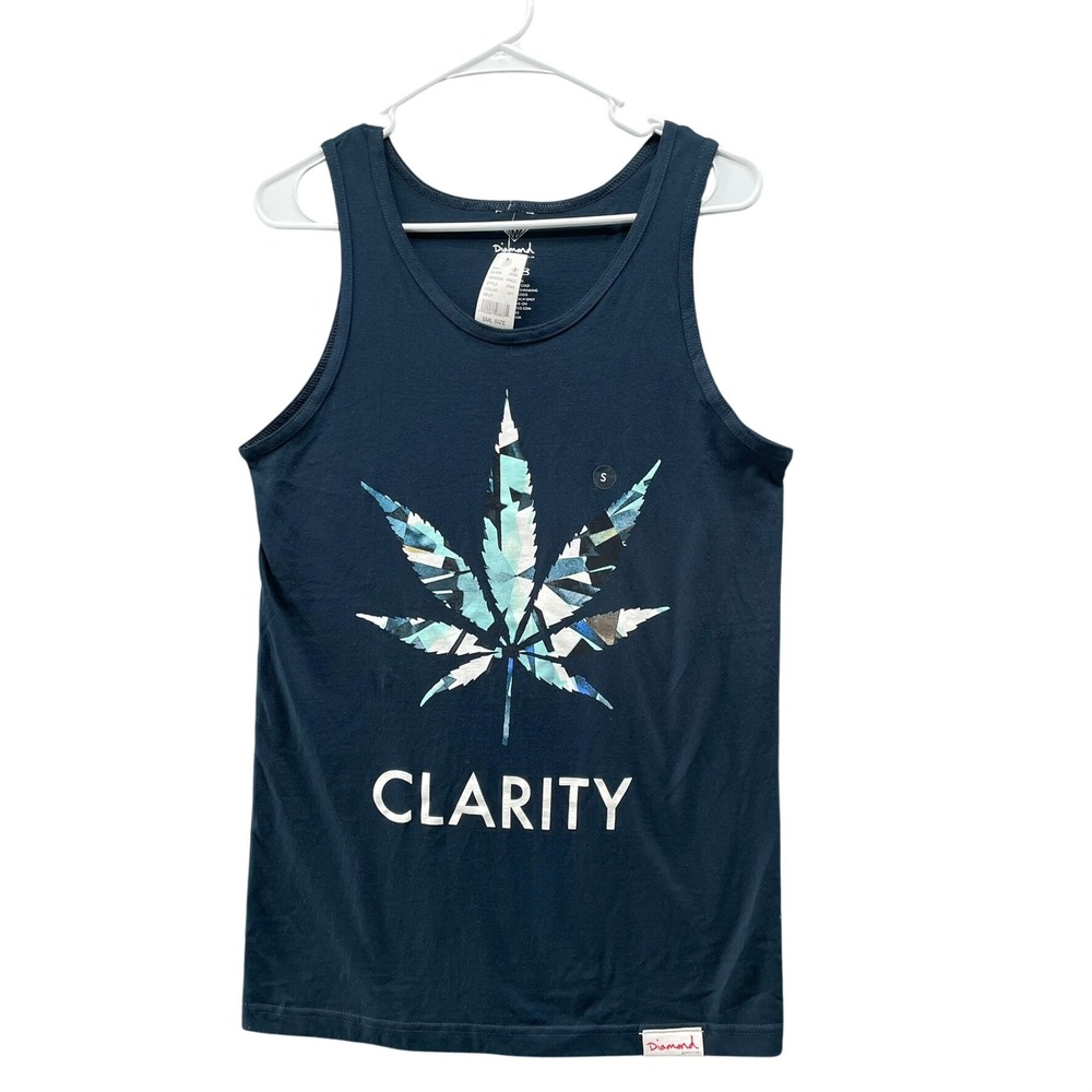 NWT Diamond Supply Co Clarity Tank Top Mens‎ S Navy Graphic Print Teal Cotton
